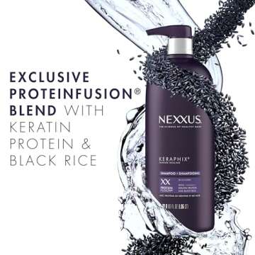 Nexxus Keraphix Shampoo and Conditioner - Damaged Hair Treatment System with Keratin Protein and Black Rice, 2 Count & 3 Repair Masks Treatment, 33.8 oz, 1.5 oz, 3 Count, 5 Count ( Pack of 1)