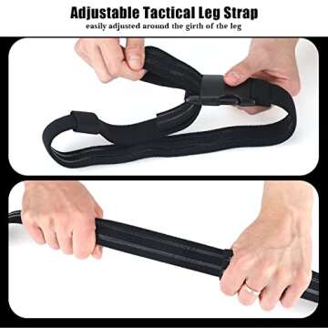 2 Pieces Tactical Leg Strap Nylon Thigh Belt Elastic Thigh Strap with Quick Release Buckle for Games and Outdoors Unisex (Black)