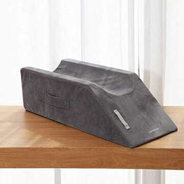 LightEase Memory Foam Leg Support and Elevation Pillow w/Dual Handles for Surgery, Injury, or Rest