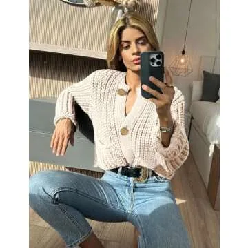 Arssm Women's Chunky Cropped Cardigan for Winter Style