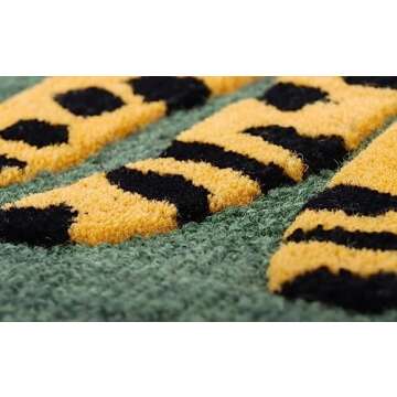 SOM RUGS Woolen Tufted Green Catwalk Rug Tufted Wool Hand Tufted Animal Print Large Area Rug Pink Colored Rug Golod Colored Rug