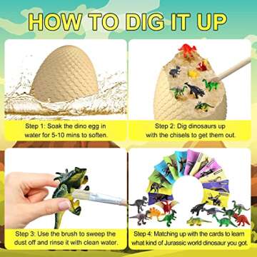 EARTH'SCODE Jumbo Dino Egg Excavation Dig Kit, Archeology Educational Science STEM Toy, Crafts Gift for Kids