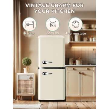 Anypro 3.8 Cu.Ft Retro Fridge with Bottom Freezer and Drawer, 2 Door Refrigerator with 7 Adjustable ...