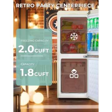 Anypro Retro Fridge: 3.8 Cu.Ft with Bottom Freezer Design
