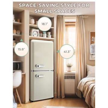 Anypro Retro Fridge: 3.8 Cu.Ft with Bottom Freezer Design