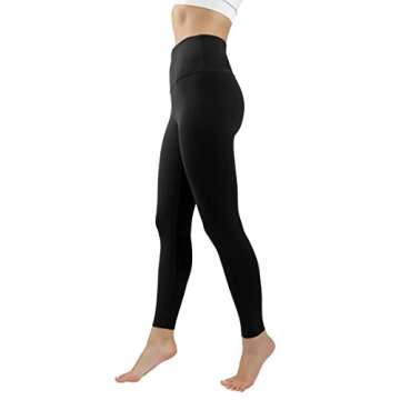 90 Degree By Reflex Ankle Length High Waist Power Flex Leggings - 7/8 Tummy Control Yoga Pants - Black - Medium