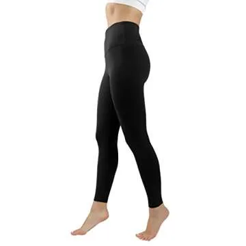 90 Degree By Reflex Ankle Length High Waist Power Flex Leggings - 7/8 Tummy Control Yoga Pants - Black - Medium