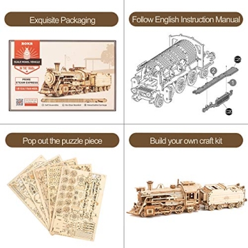 ROKR 3D Wooden Puzzle Mechanical Train Model Kit