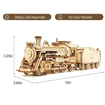 ROKR 3D Wooden Puzzle Mechanical Train Model Kit