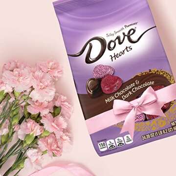 DOVE PROMISES Milk & Dark Chocolate Valentines Day Candy Hearts, 24.2 oz Bag