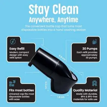 Suds2Go Refillable Caps, 2 Pack - Universal Fit Turns Most Disposable Water Bottles Into A Hand Washing Station - Includes Refillable Soap Reservoir - Conveniently Sized to Take on The Go - Black