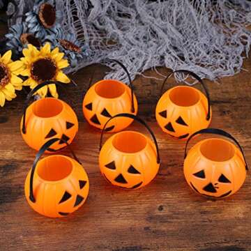 Toyvian Mini Pumpkin Buckets - Perfect Halloween Candy Holders