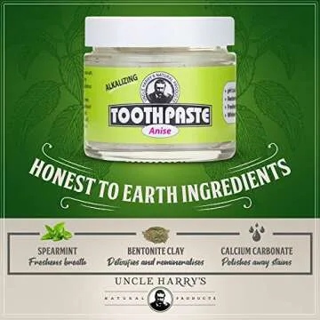 Uncle Harry's Anise Remineralizing Toothpaste | Natural Whitening Toothpaste Freshens Breath & Promotes Enamel | Vegan Fluoride Free Toothpaste
