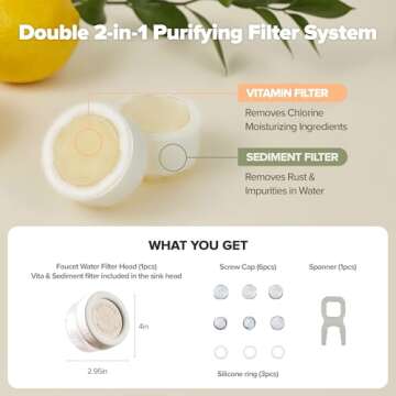 Tap Water Filter for Sink Faucet - Filtration with Vitamin C Gel, Removes Chlorine & Impurities, Kit...