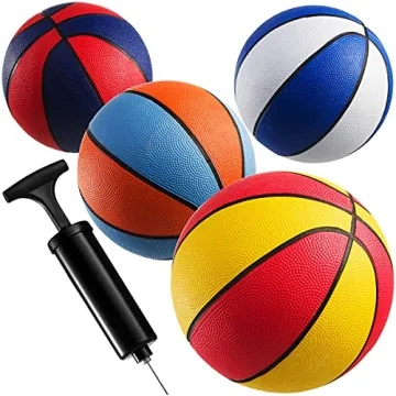 Pack of 4 Assorted Mini Basketballs with Pump - Perfect for Kids!