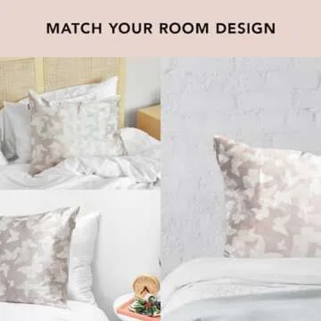 Kitsch Satin Pillowcase with Zipper for Hair & Skin, Softer Than Silk Pillow Cases Queen, Wrinkle-Free, Smooth and Cooling Satin Pillow Covers, Standard Size 19"x26", Champagne Butterfly