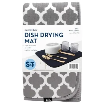 S&T INC. Microfiber Dish Drying Mat for Clean Countertops