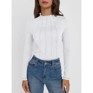 AUTOMET Long Sleeve Shirts Tops Womens Business Casual Work Blouses 2024 Fall Dressy Tunic Mock Neck...