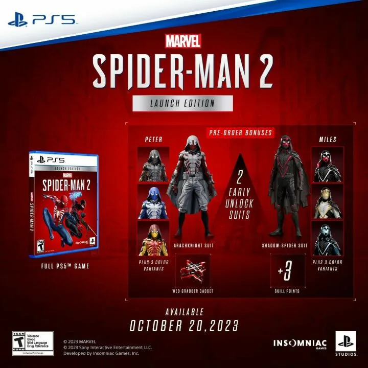 MARVEL’S SPIDER-MAN 2 PS5 Launch Edition Awaits You