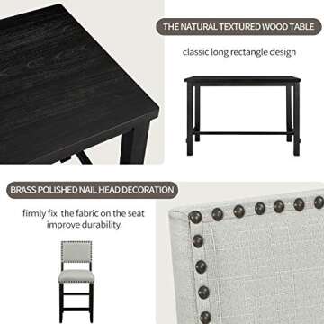 Elegant Merax 5 Piece Dining Table Set for 4