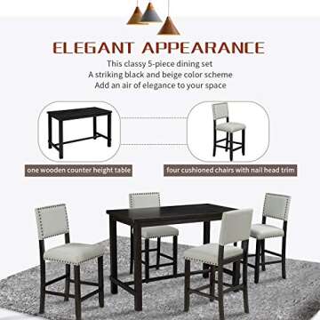 Elegant Merax 5 Piece Dining Table Set for 4