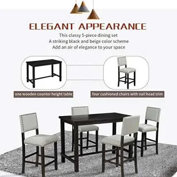 Elegant Merax 5 Piece Dining Table Set for 4