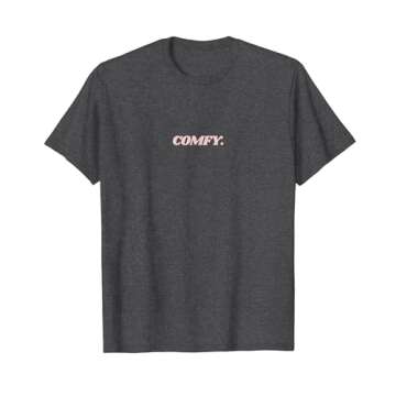 COMFY CLUB Heather Gray/Pink Graphic T-Shirt - Stylish Comfort for Every Occasion