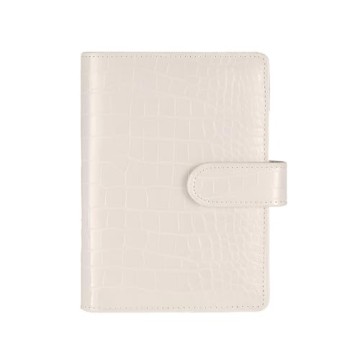 Stylish A5 6 Ring Binder Cover Crocodile - Beige PU Leather Organizer