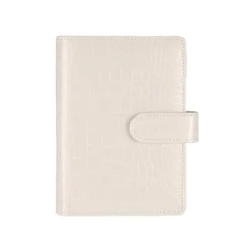 Stylish A5 6 Ring Binder Cover Crocodile - Beige PU Leather Organizer