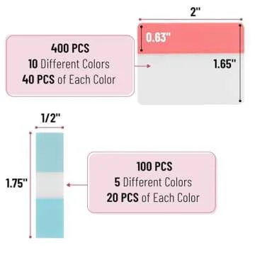 Mr. Pen- Sticky Index Tabs, 500 Pcs, 21 Sets, Colorful Sticky Tabs for Notebooks, Page Markers, Page Tabs for Binders, Page Tabs Sticky Tabs for Books, Notebook Tabs, Book Sticky Tabs for Notebooks