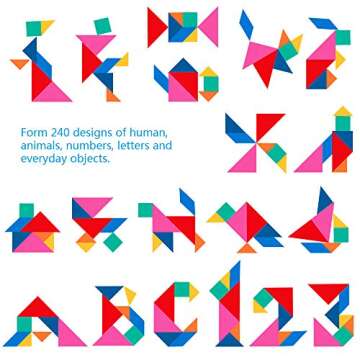 Vanmor Tangram Puzzle - 3 Sets of Magnetic Blocks for Fun Brain Teasers, 240 Challenges!