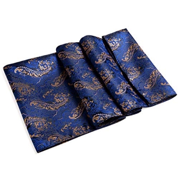 YOHOWA Exquisite Navy Blue Brown Silk Scarf for All Occasions