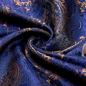 YOHOWA Exquisite Navy Blue Brown Silk Scarf for All Occasions