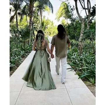 POMUYOO Women's Spaghetti Strap Rust Formal Dress