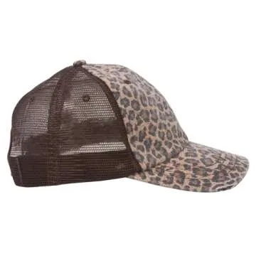 Women's Print Mesh Canvas Trucker Baseball Cap Hat