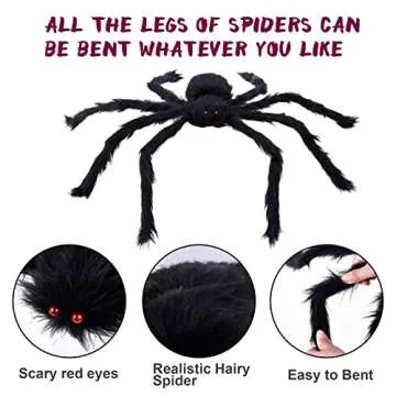 KUCHEY Halloween Decorations Outdoor 200'' Triangular Spider Web + 47'' Giant Fake Spiders, Halloween Decor Indoor Clearance for Home Outside Yard Costumes Party Haunted House Garden Lawn