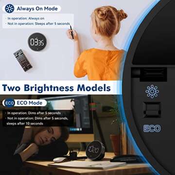 Digital Kitchen Timer, 3.8'' Large LED Display Countdown Countup Timer, Timer for Kids, Classroom Magnetic Timer, Adjustable Volume, Brightness, Easy for Cooking/Study/Office/Exercise (Ridged Knob)