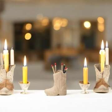 ZUHSAN cowboy match holder, Home decor ceramic match holder, cowboy boot match holder, with striker, MATCHES NOT INCLUDED (Terracotta)