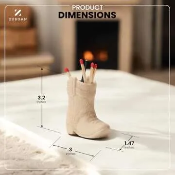 ZUHSAN cowboy match holder, Home decor ceramic match holder, cowboy boot match holder, with striker, MATCHES NOT INCLUDED (Terracotta)