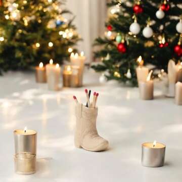 ZUHSAN cowboy match holder, Home decor ceramic match holder, cowboy boot match holder, with striker, MATCHES NOT INCLUDED (Terracotta)