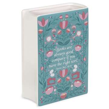 Steel Mill & Co Original Large Book-Shaped Decorative Vase - A Unique Ceramic Vase for Book Lovers, ...