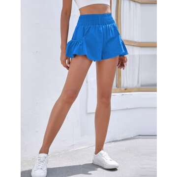 BMJL Womens High Waisted Shorts Athletic Running Shorts Workout Gym Quick Dry Flowy Shorts with Pockets(M,Royal Blue)