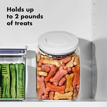 OXO Good Grips Pet POP Container – 3.0 Qt/2.8 L | Ideal for up to 2lbs of treats | Airtight Dog and Cat Food Storage Container | BPA Free