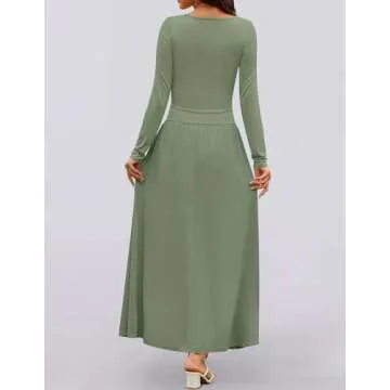 ZESICA Women's Long Sleeve Maxi Dress with Pockets