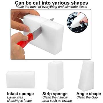 CertBuy 50 Pack Extra Thick Magic Sponge Eraser Cleaning Melamine Foam Eraser Sponge Magic Cleaning Pads for Kitchen, Bathroom, Furniture, Leather, Car Cleaning Tool - 100x70x30mm