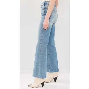 MOTHER Women's The Hustler Roller Fray Jeans, I Confess, Blue, 29
