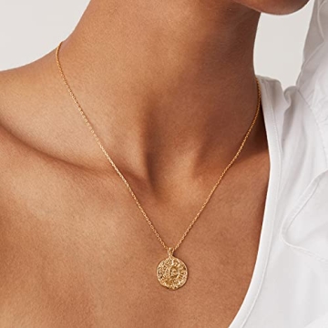 PAVOI 14K Gold Moon Star Coin Pendant Necklace