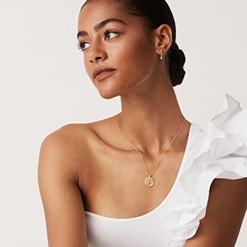 PAVOI 14K Gold Moon Star Coin Pendant Necklace