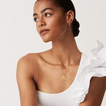 PAVOI 14K Gold Moon Star Coin Pendant Necklace