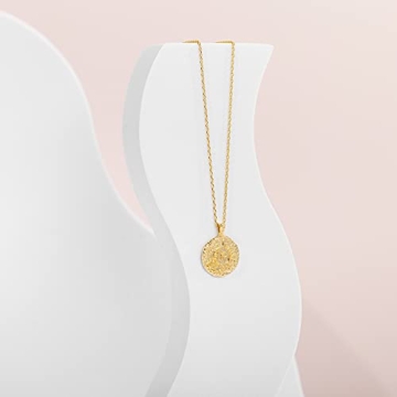 PAVOI 14K Gold Moon Star Coin Pendant Necklace